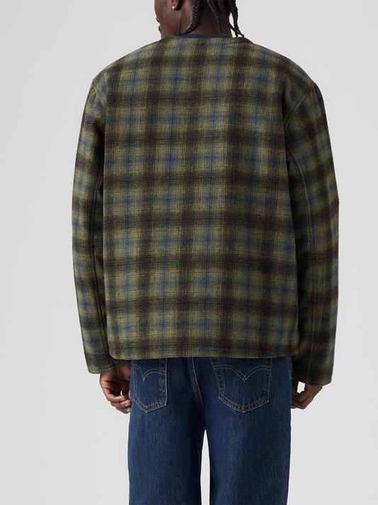 Glen Reversible Wool Blend Jacket | Green Plaid