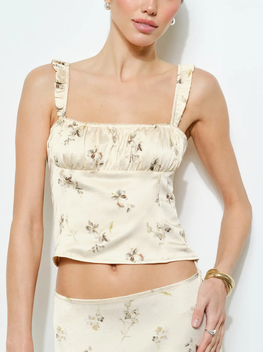 Emily Top Butter Yellow Floral