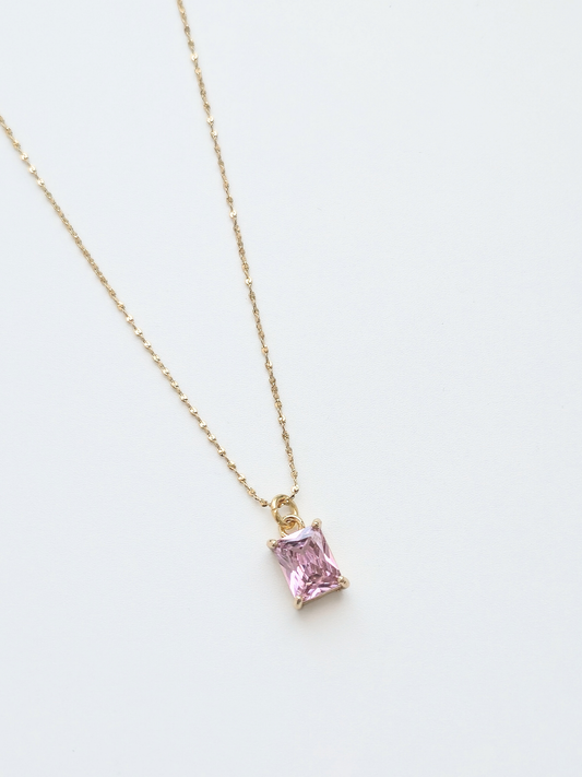 146 | pink crystal baguette necklace