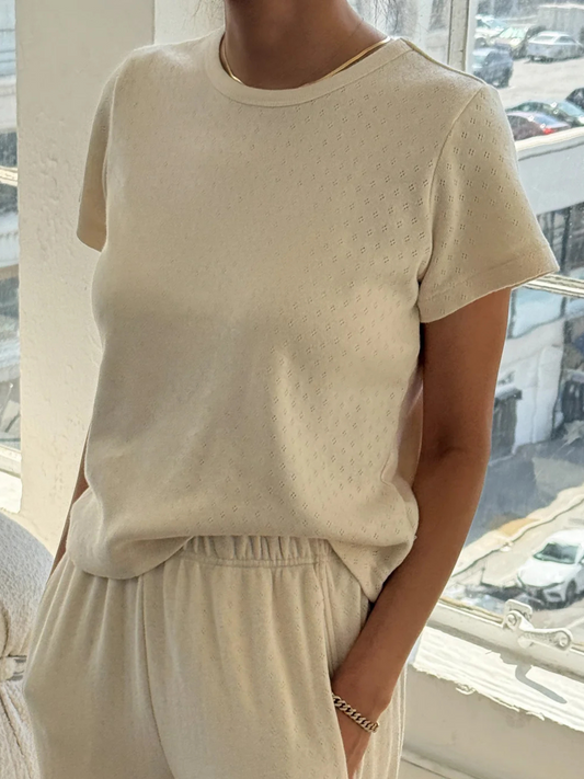 Pointelle Babe Tee | Naturel