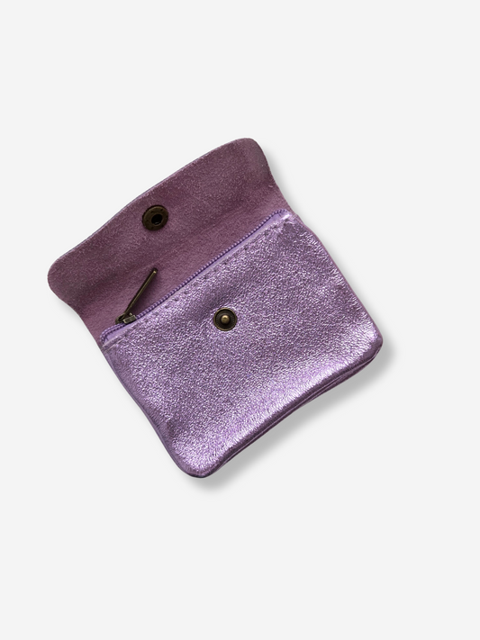 Leather Snap Wallet | Metallic Lilac