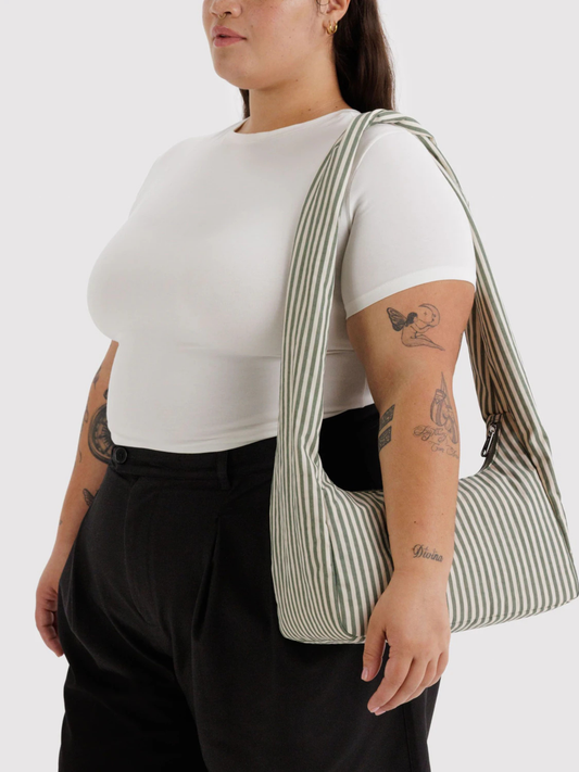 Nylon Meringue Bag Sage Stripe