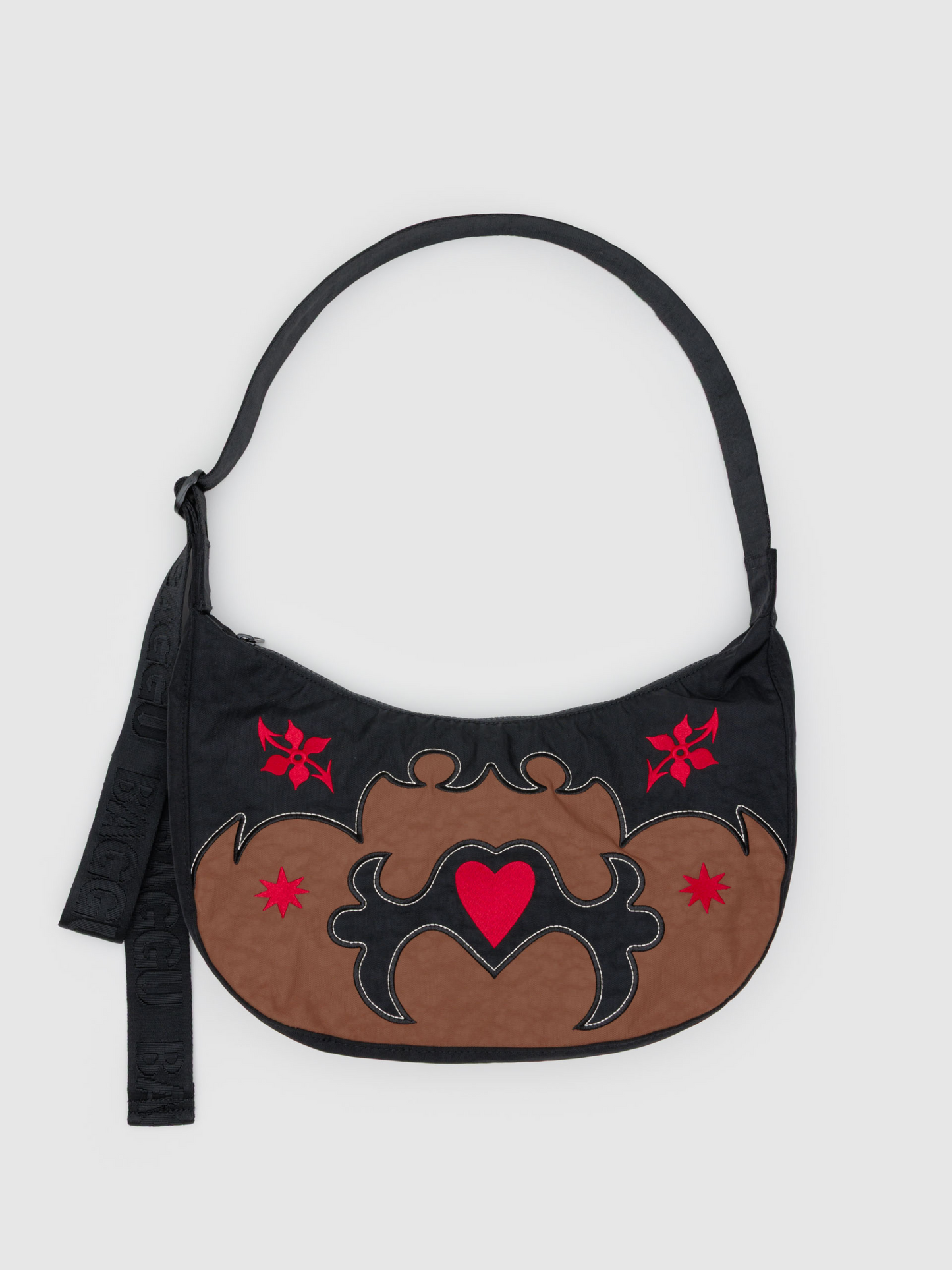 Medium Nylon Crescent Bag | Western Appliqué