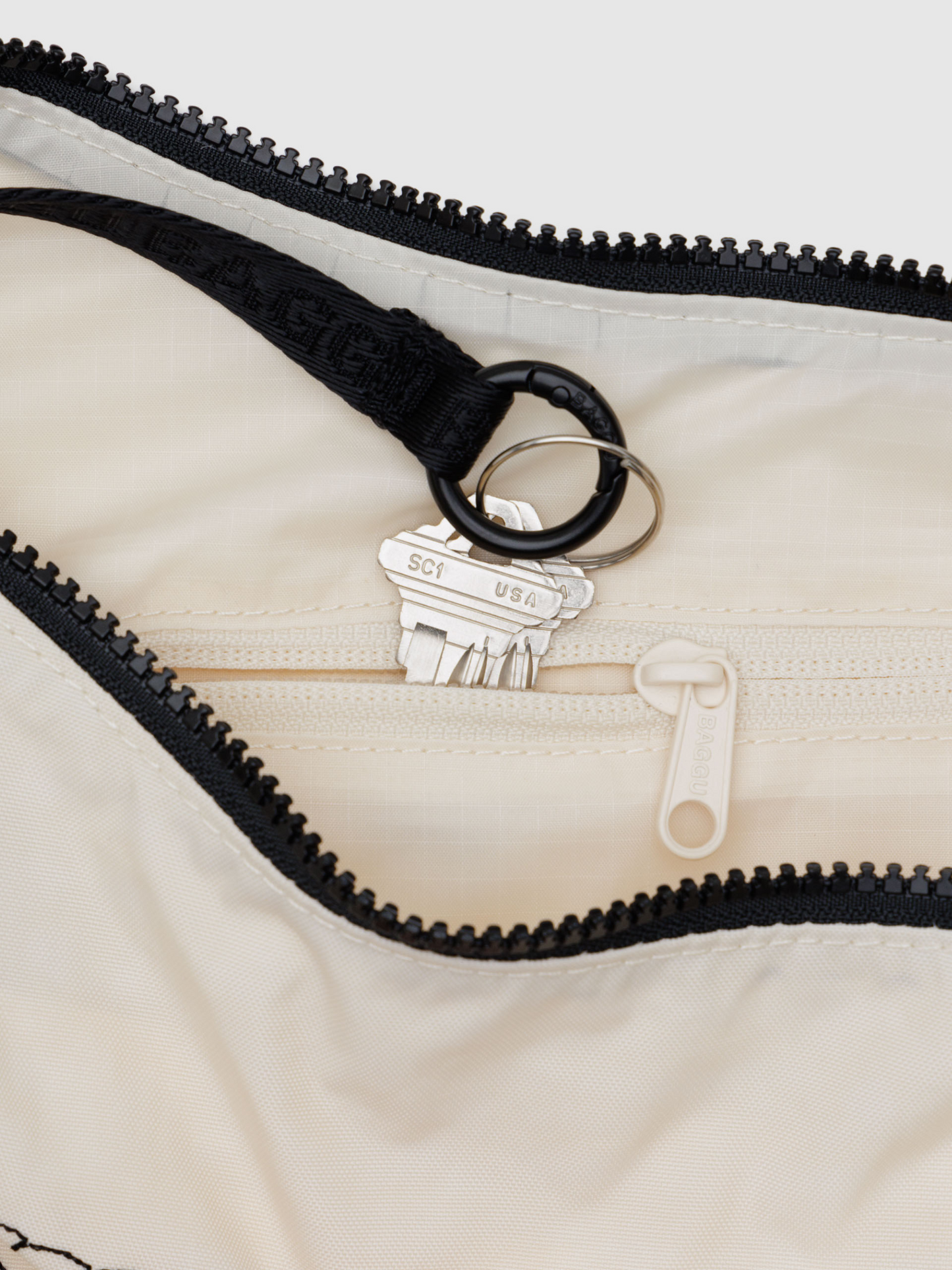 Medium Nylon Crescent Bag | Embroidered Shells