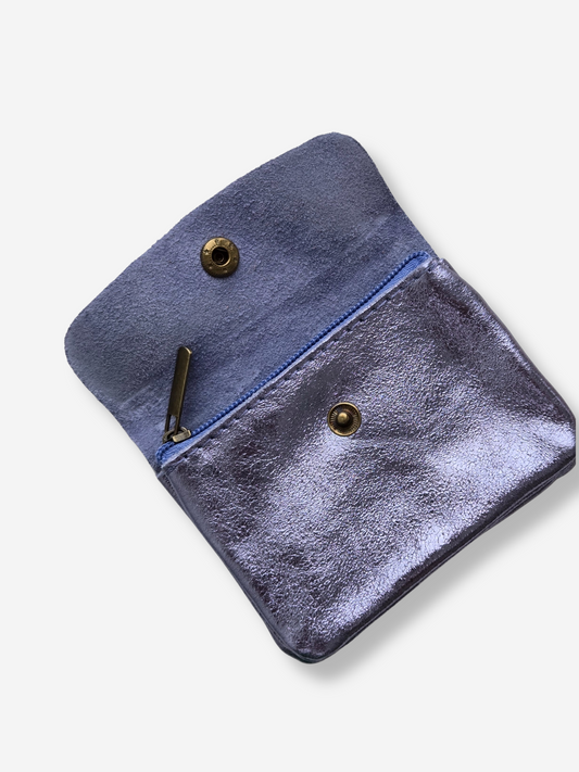 Leather Snap Wallet | Metallic Periwinkle