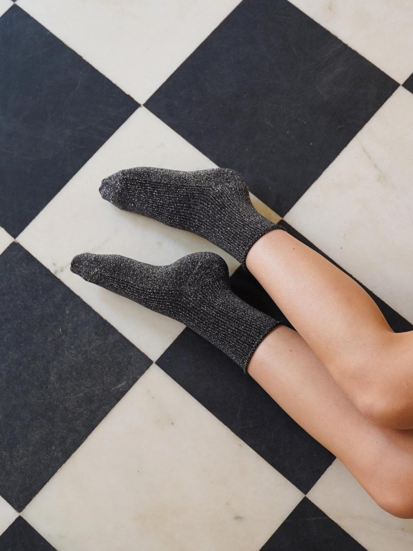 Glitter Lurex Sock Grey