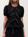 Puff Sleeve Bow Top
