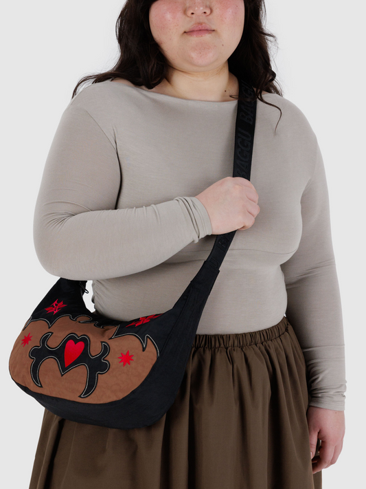 Medium Nylon Crescent Bag | Western Appliqué