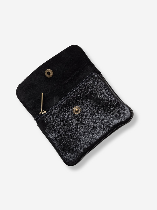 Leather Snap Wallet | Metallic Black