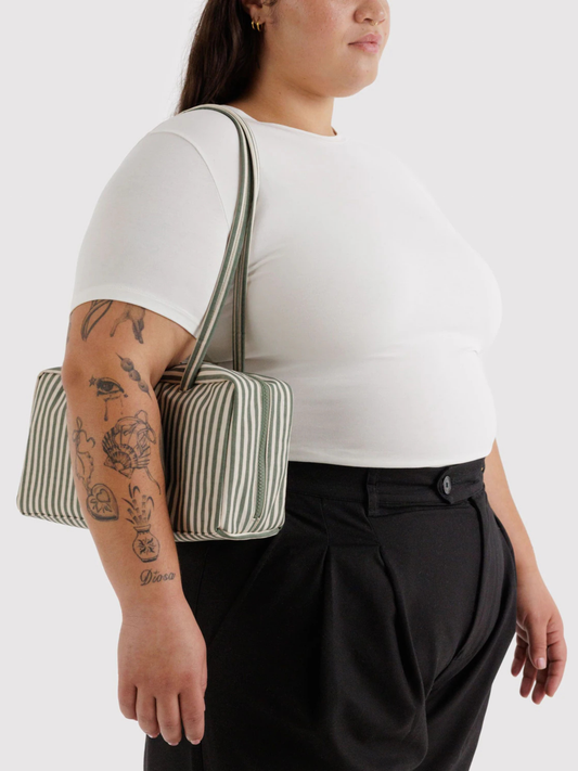 Nylon Bowler Bag Sage Stripe