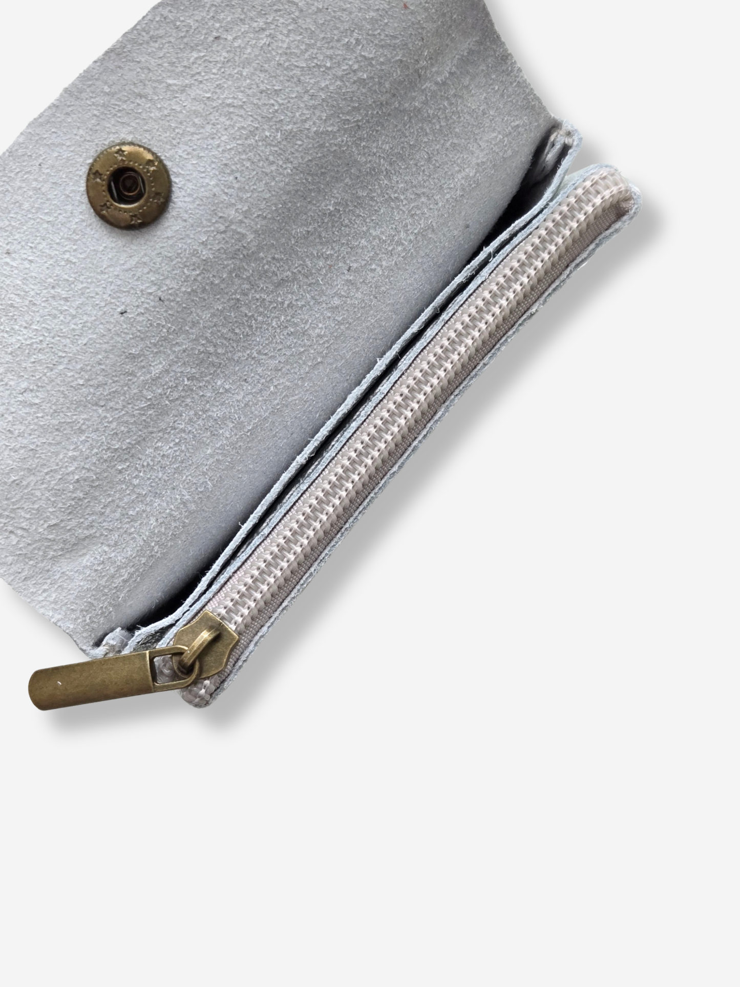 Leather Snap Wallet | Metallic Silver