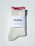 Ruffled Modal Socks | Cream/Red Edge