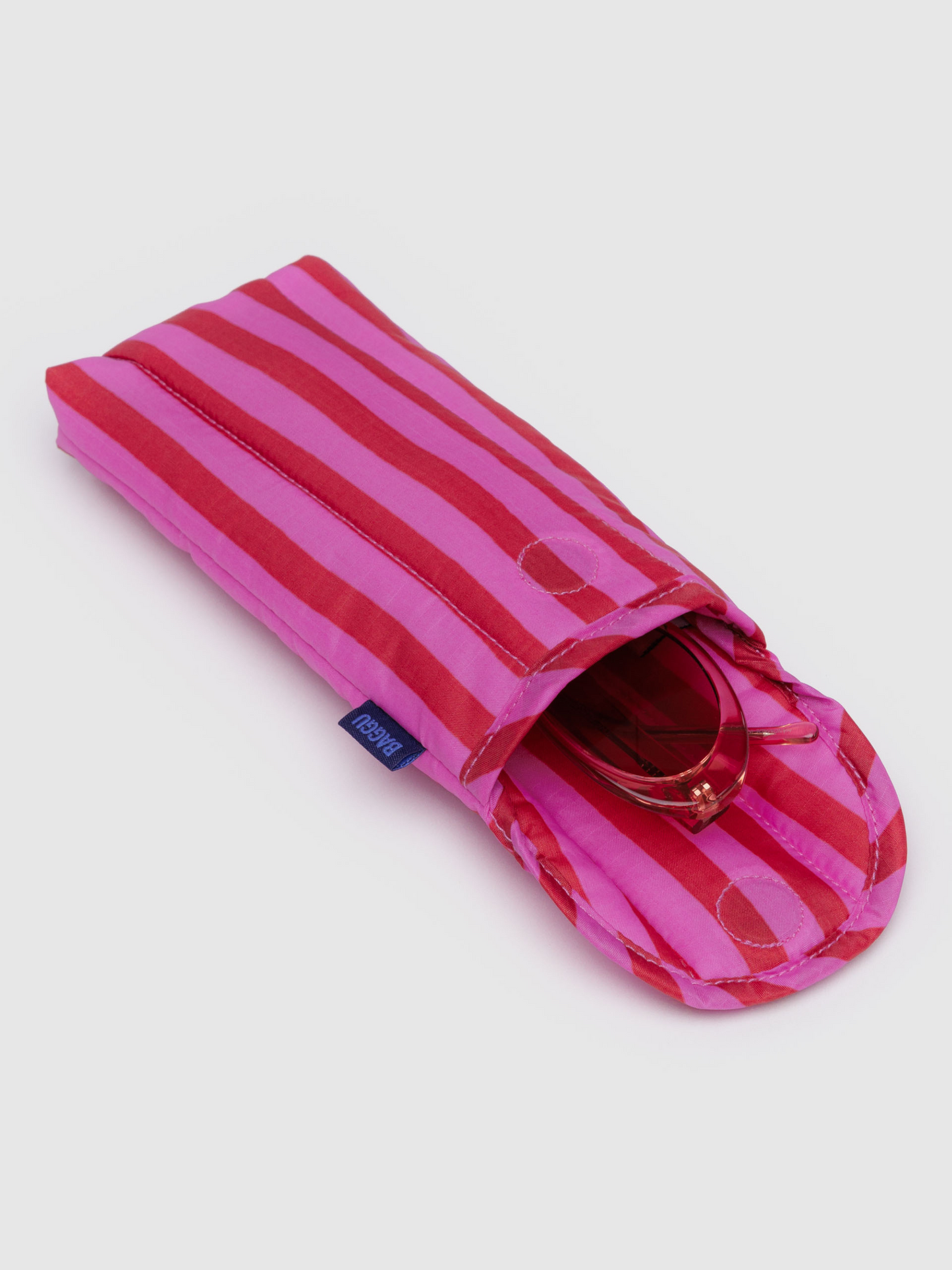 Puffy Glasses Sleeve | Pink & Red Stripe