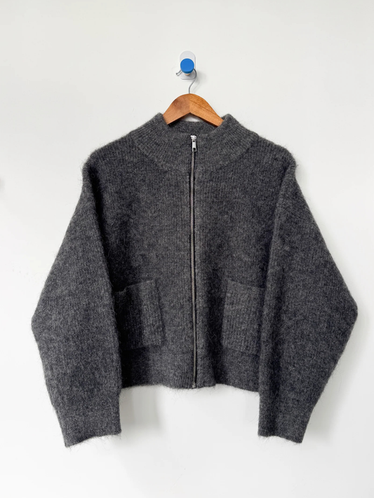 Alpaca Zip Front Jacket | Charcoal