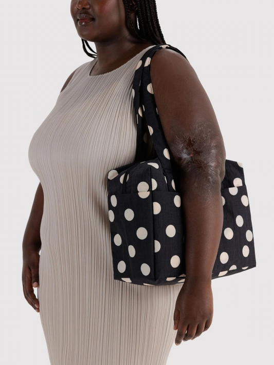 Everyday Cloud Bag Black and Cream Polka Dot