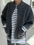 Alpaca Zip Front Jacket | Charcoal