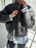 Alpaca Zip Front Jacket | Charcoal