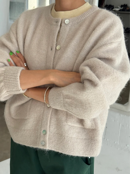 Amélie Alpaca Cardigan | Smoke