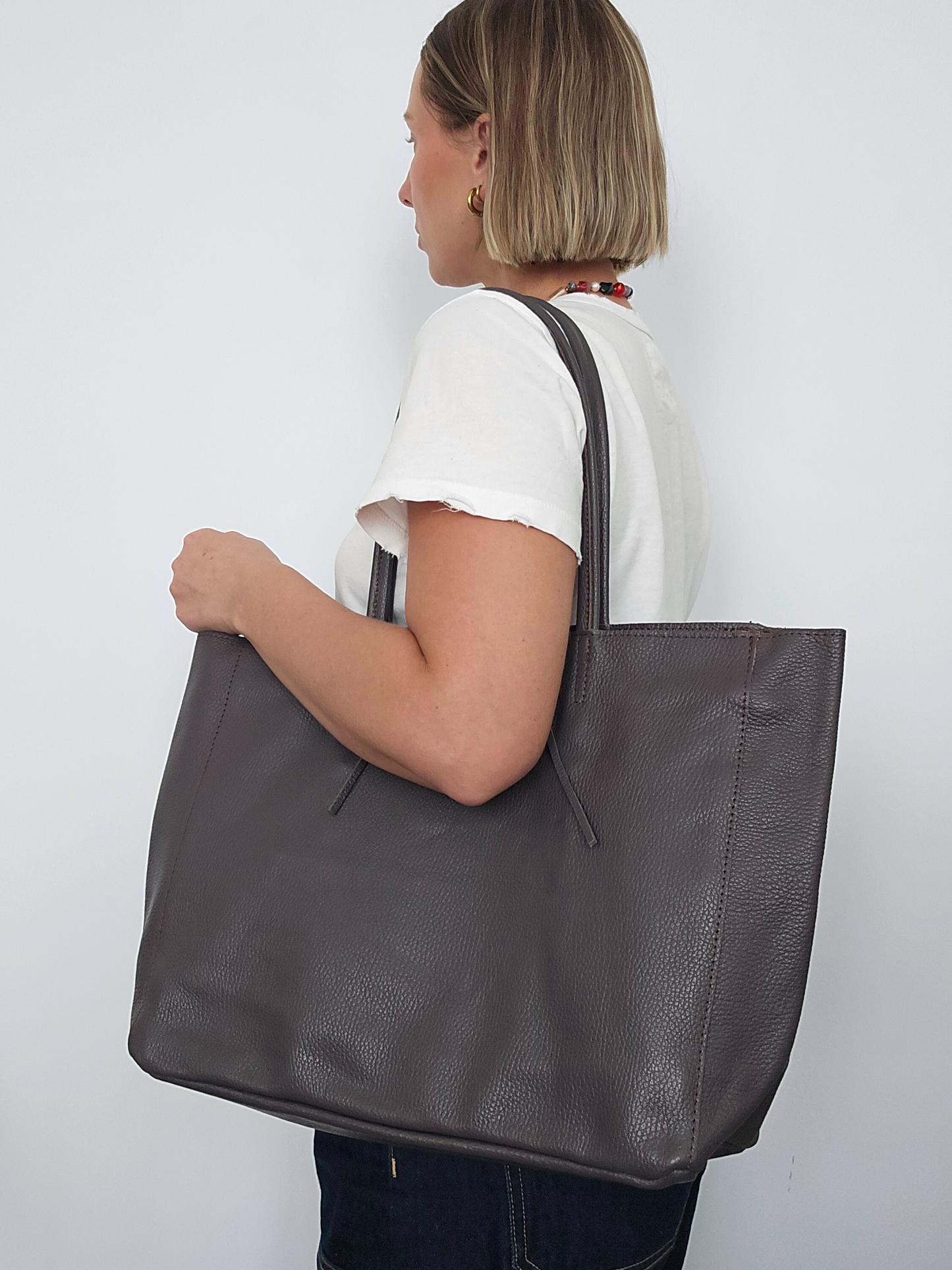 Cowhide Tote Bag | Coffee