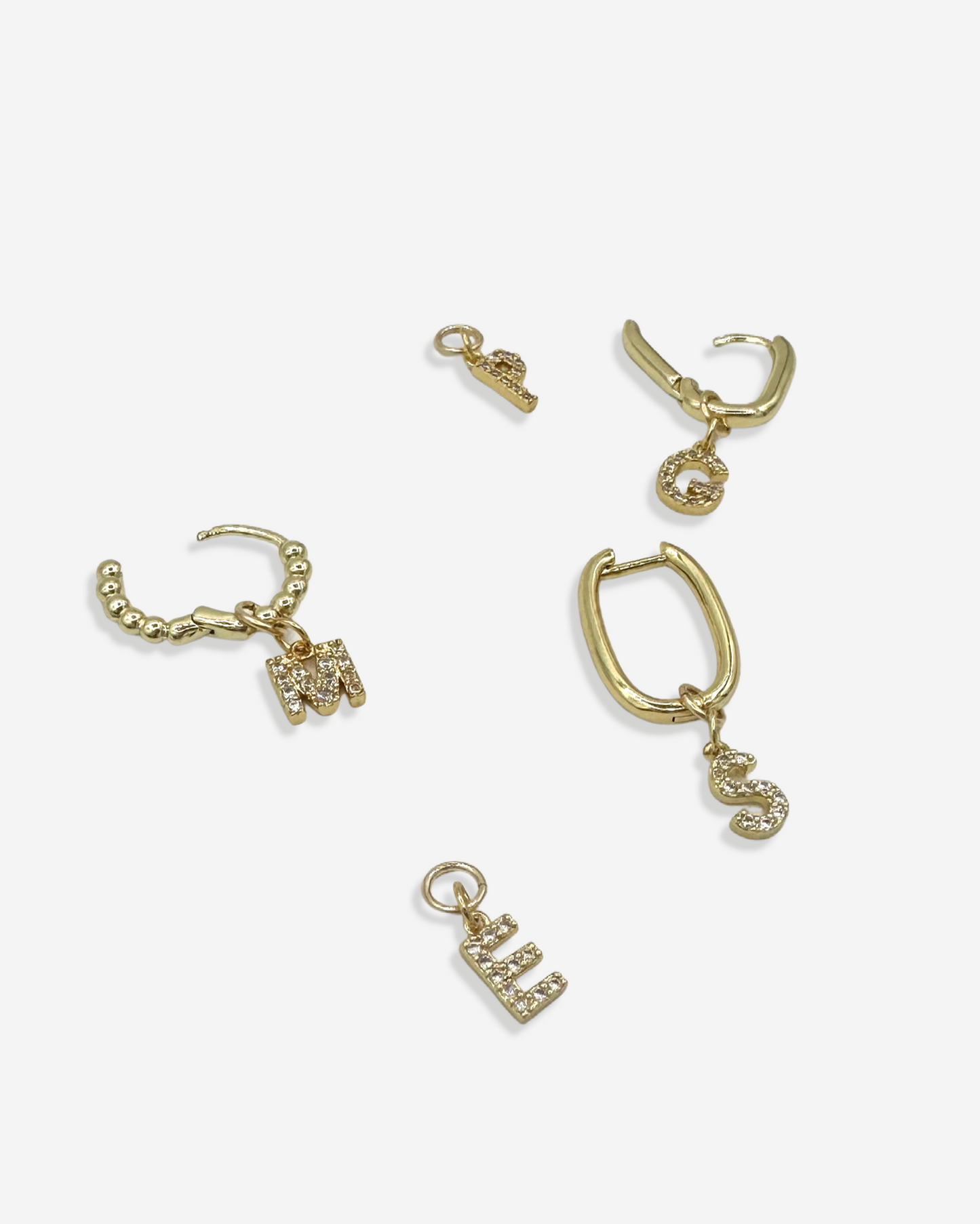 GOLDIE | Pavé Letter Hoop Charm