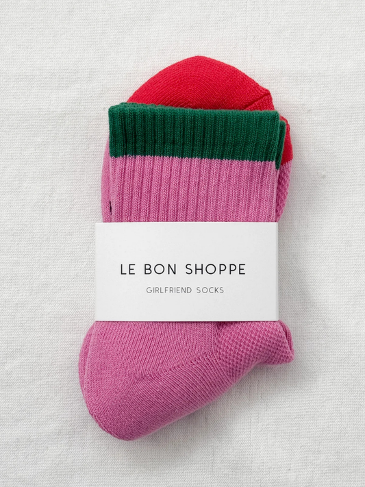 Colour Block Girlfriend Socks | Rose Green