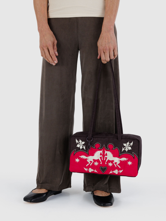 Nylon Bowler Bag | Western Appliqué