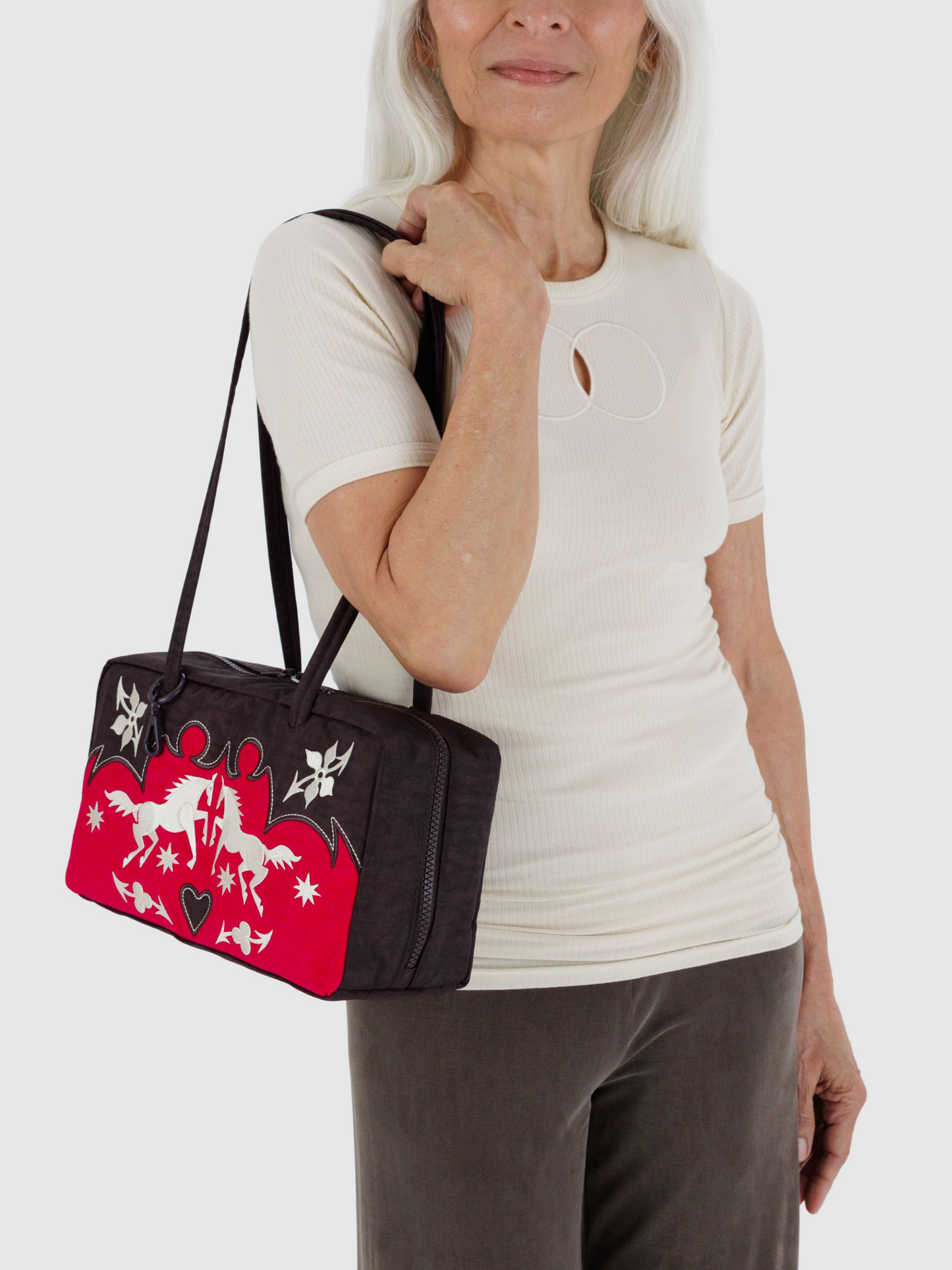 Nylon Bowler Bag | Western Appliqué