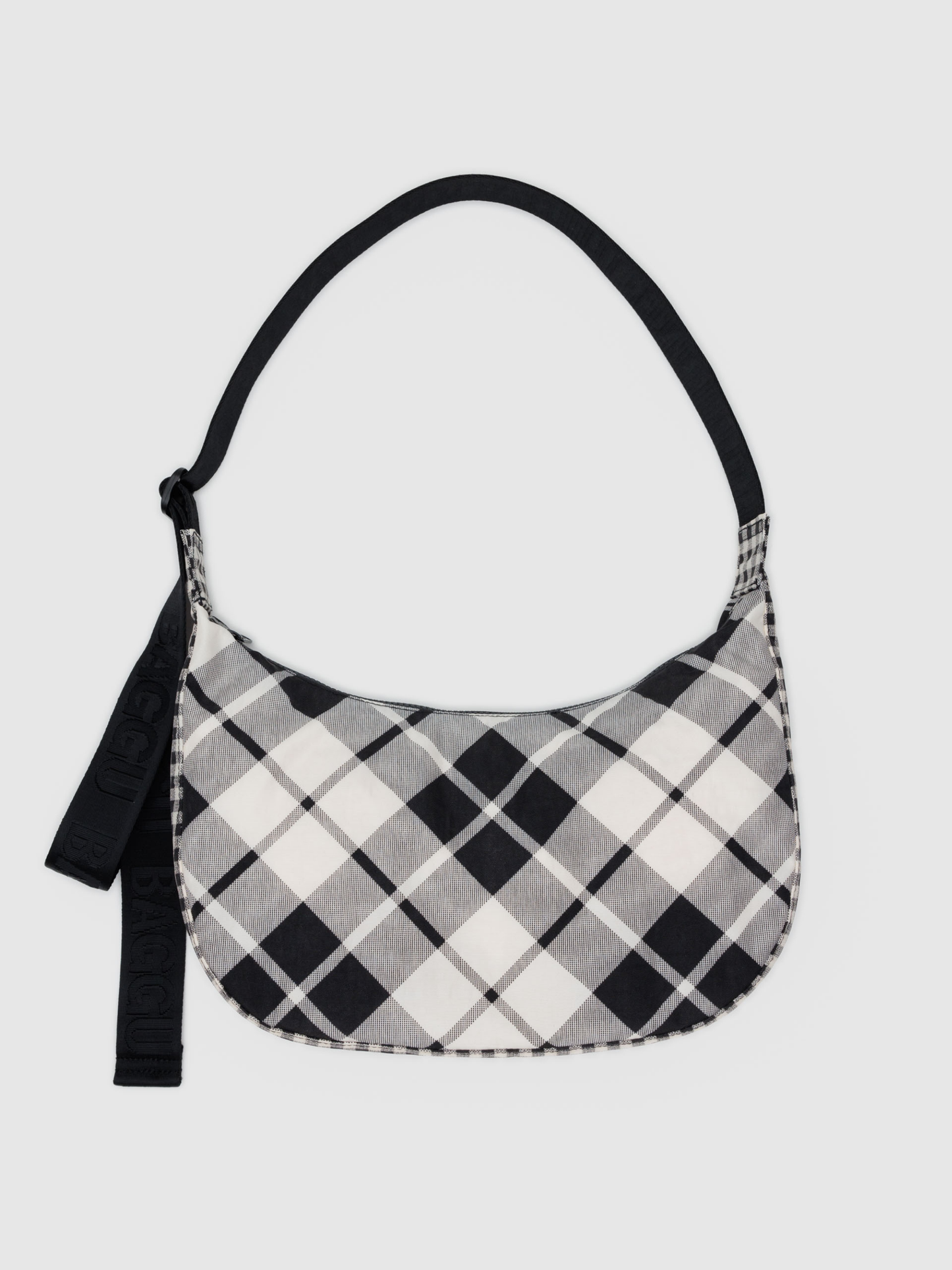 Medium Nylon Crescent Bag | Mixed Plaid