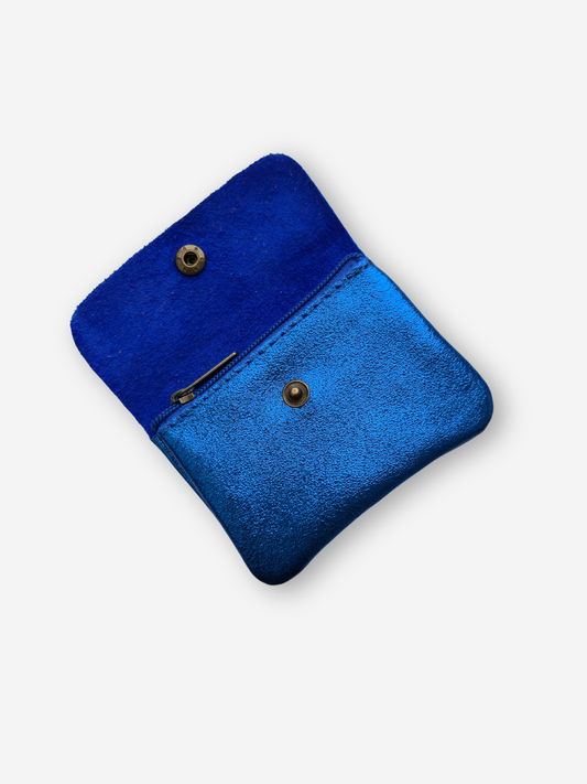 Leather Snap Wallet | Metallic Blue