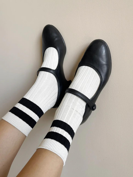 Her Socks Varsity | Cream Black