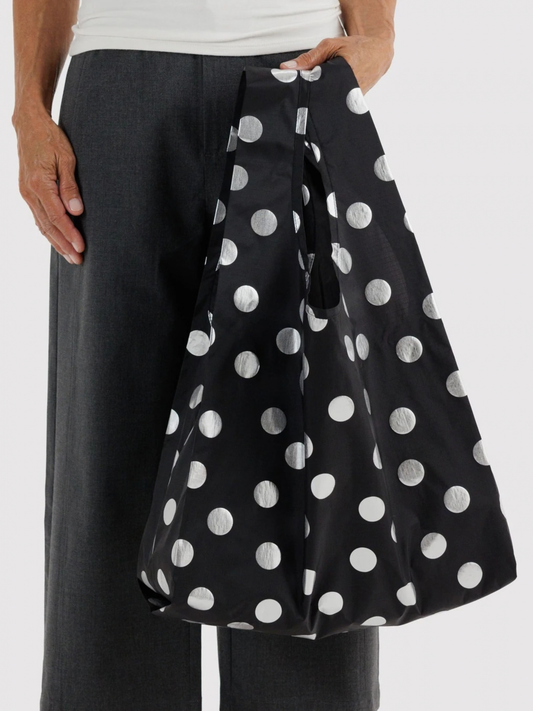 Standard Baggu Silver Metallic Polka Dot