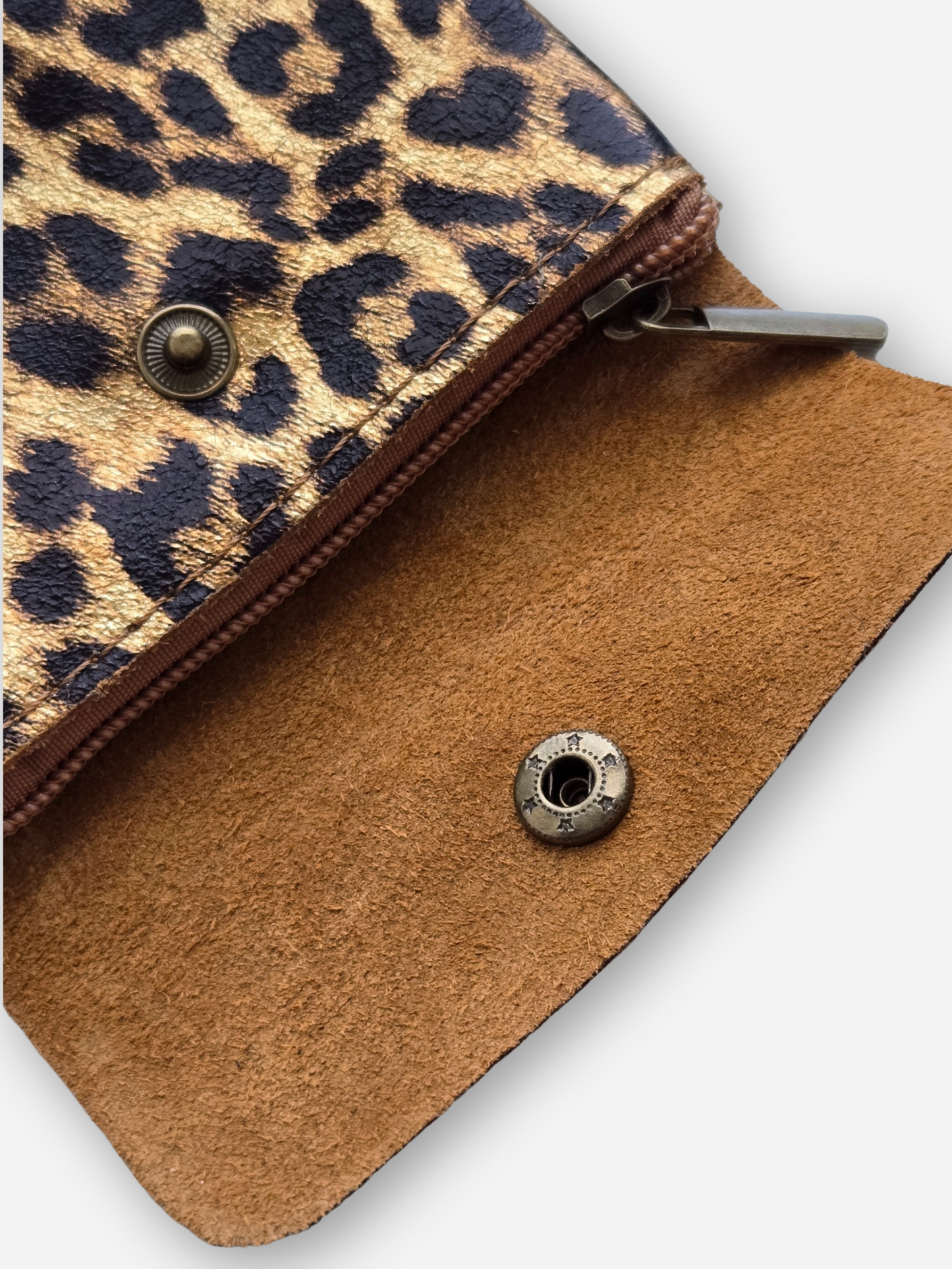 Leather Snap Wallet | Metallic Leopard