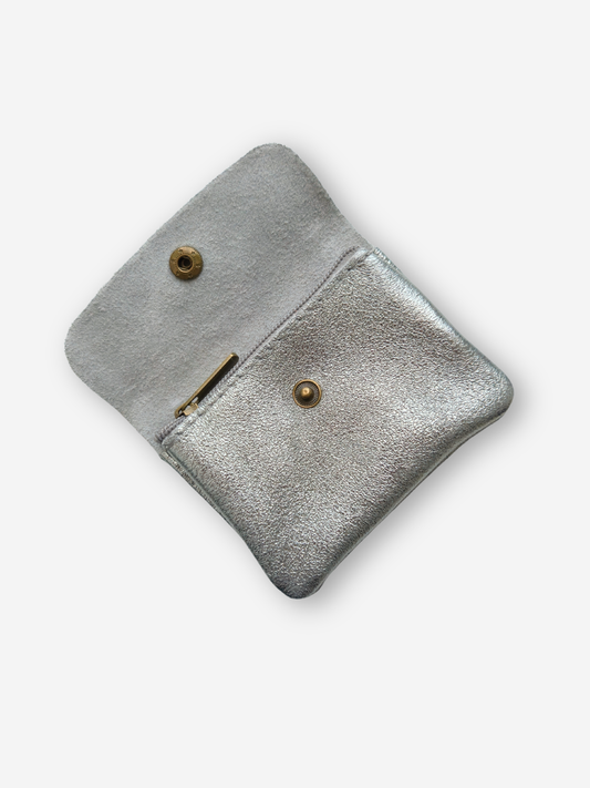 Leather Snap Wallet | Metallic Lead