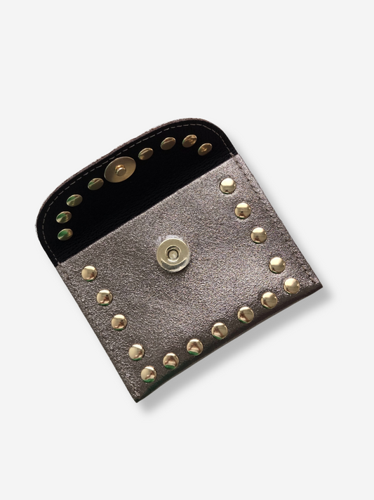 Leather Rivet Wallet | Metallic Bronze