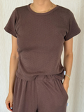 Pointelle Babe Tee | Chocolate