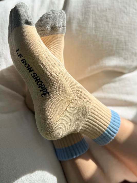 Colour Block Girlfriend Socks | Yellow Blue