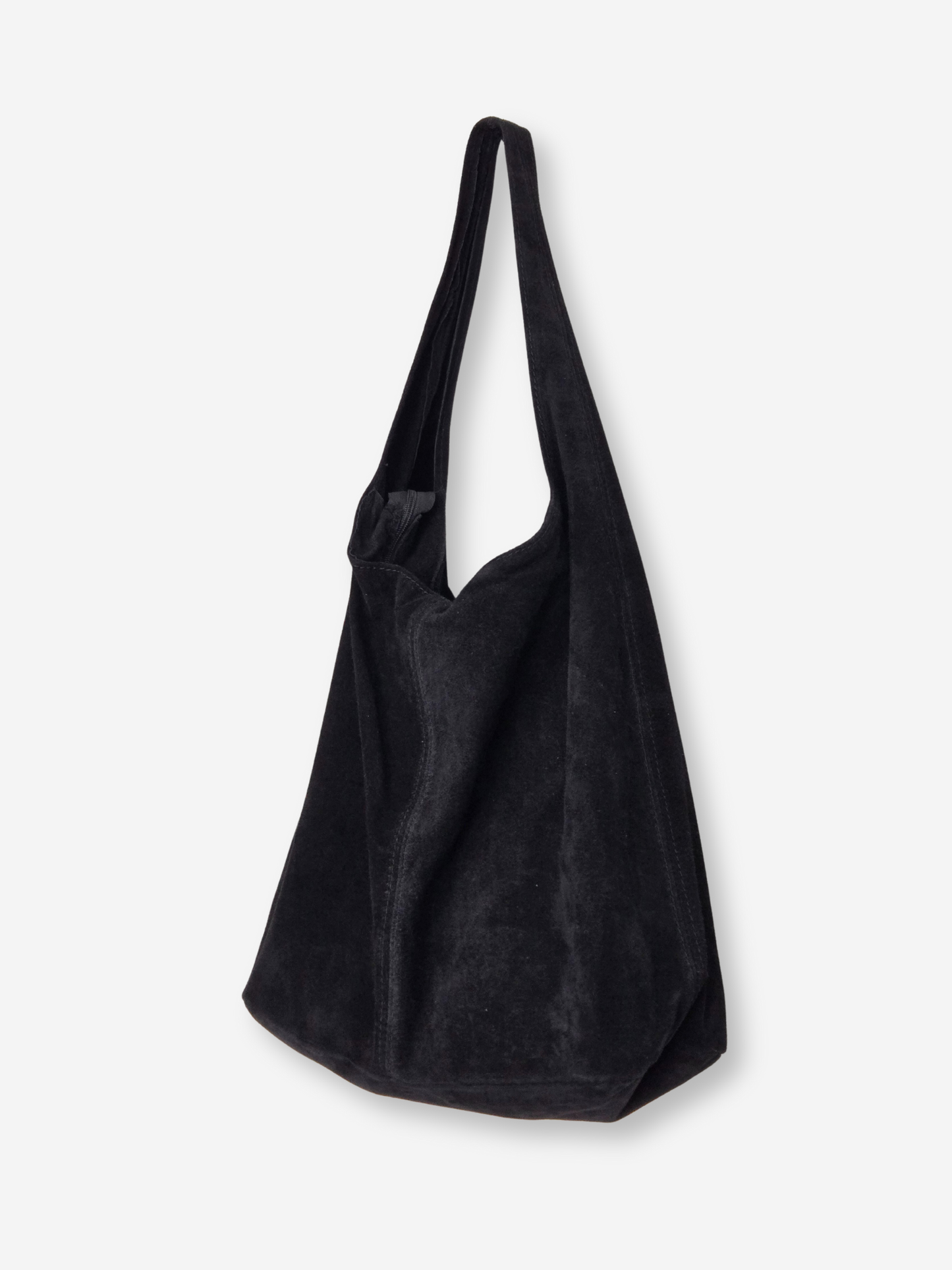 Suede Leather Boho Bag (Single Strap) | Black