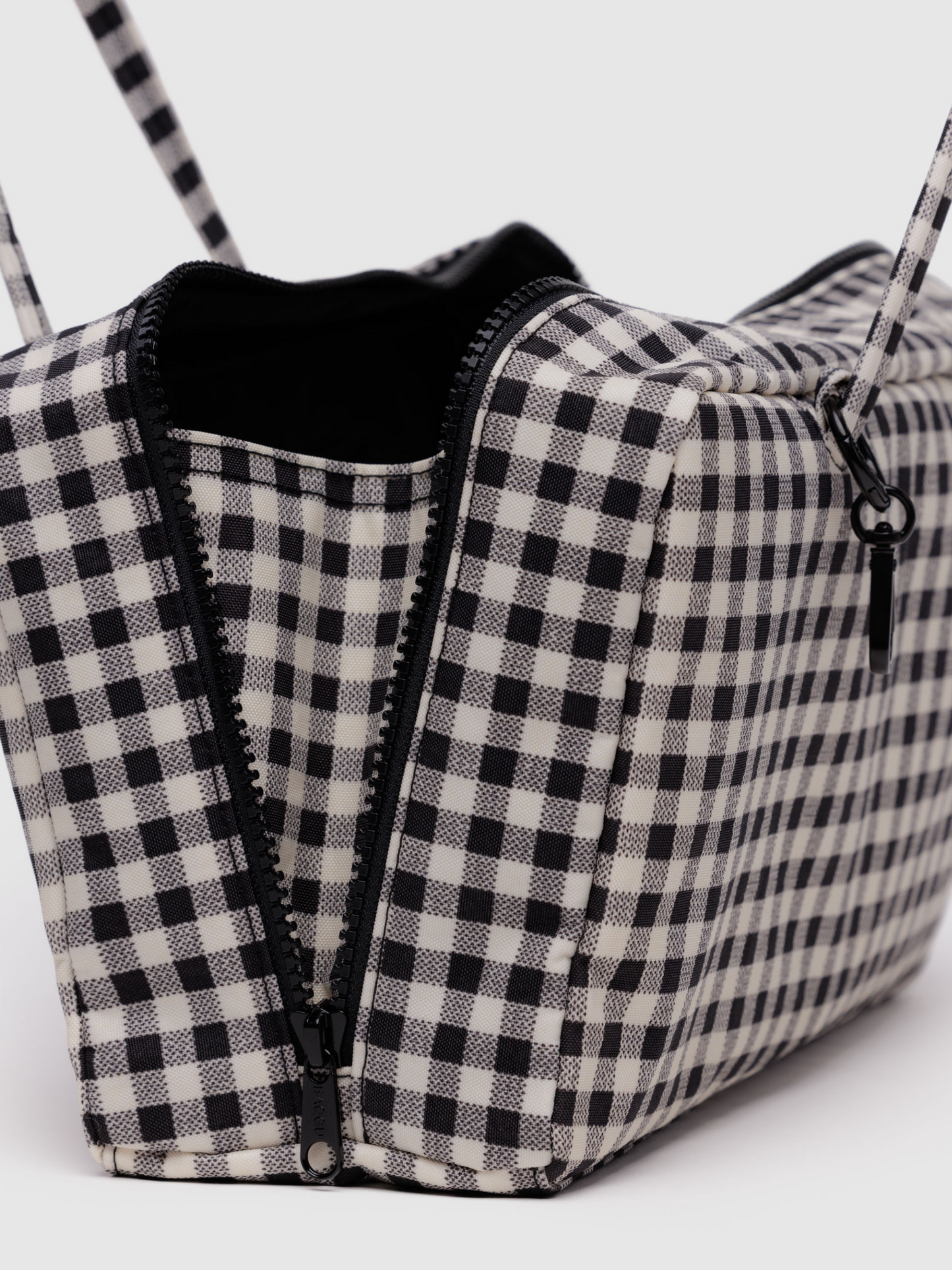 Nylon Bowler Bag | Black & White Gingham