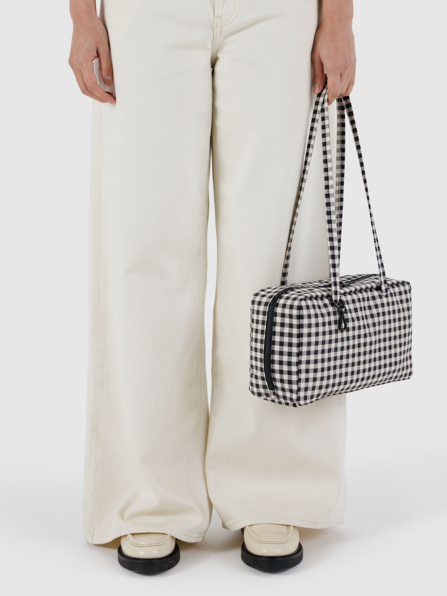 Nylon Bowler Bag | Black & White Gingham