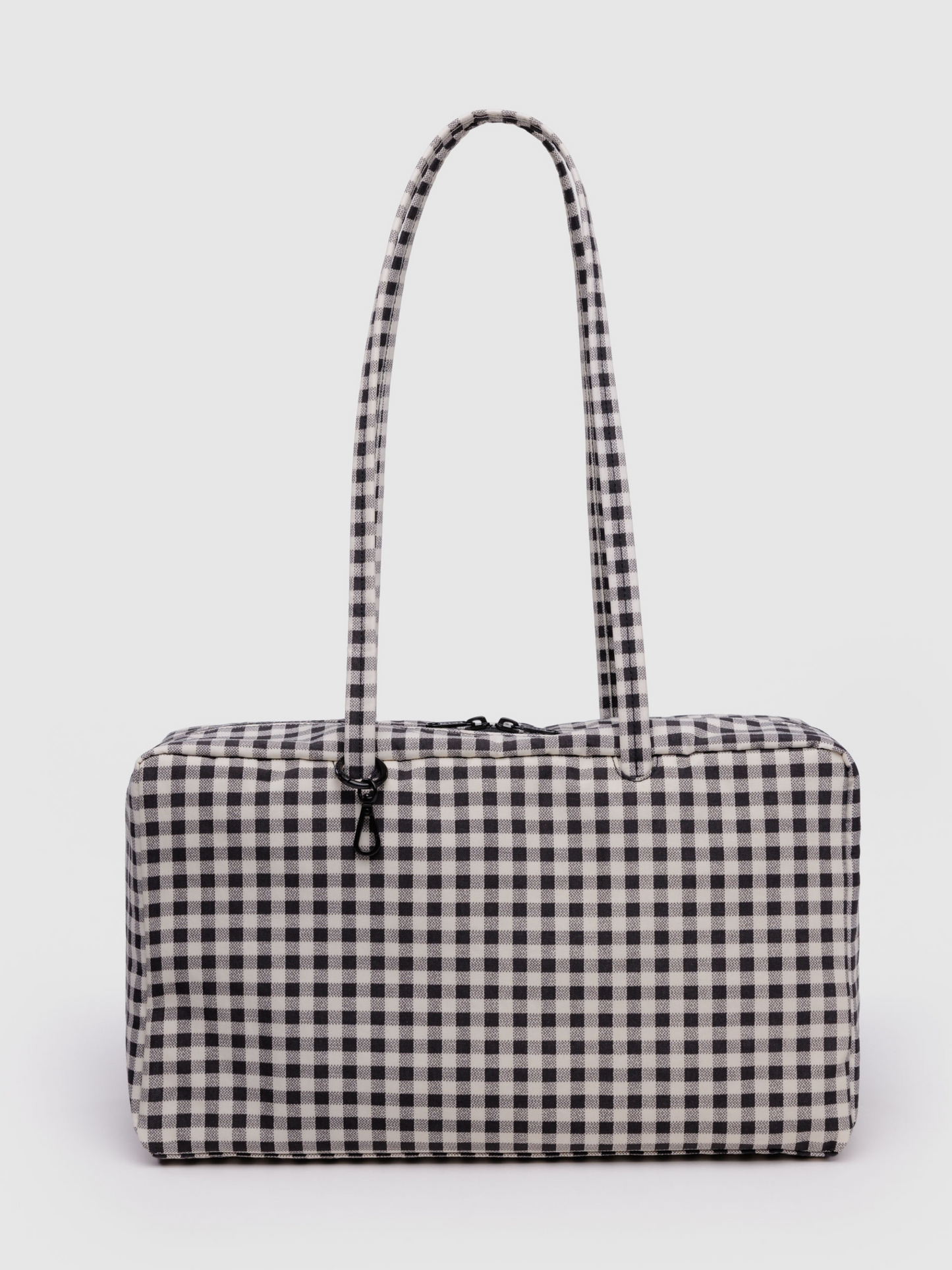 Medium Nylon Bowler Bag | Black & White Gingham