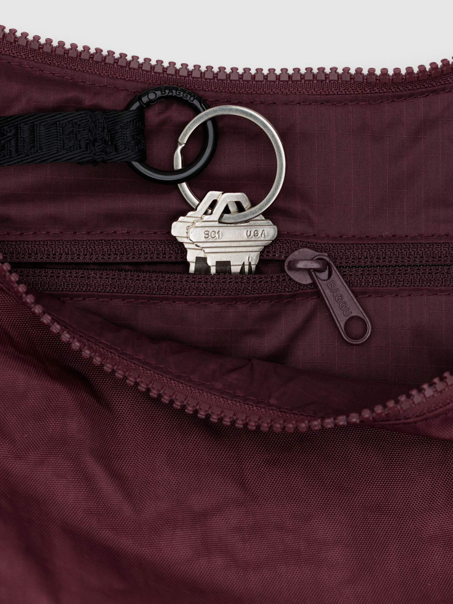 Medium Nylon Crescent Bag | Mahogany