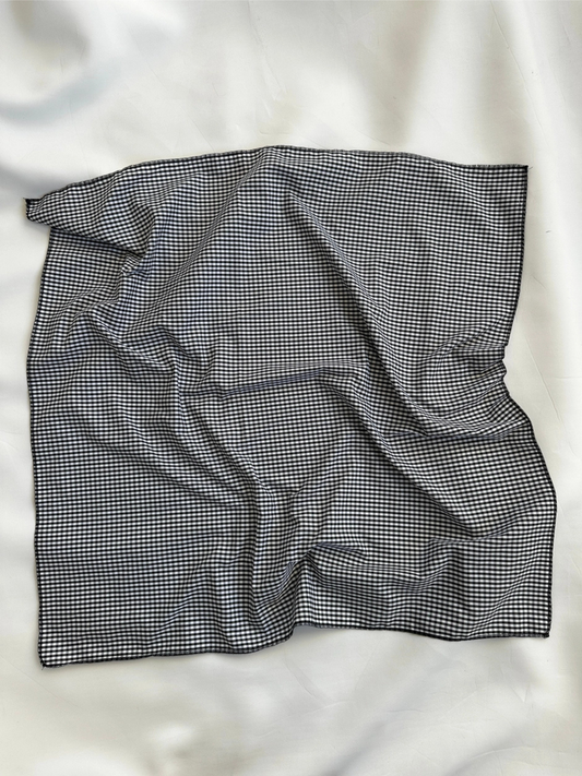 Nona Square Scarf | Black Gingham