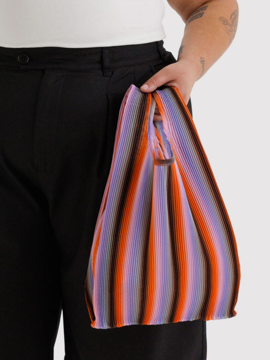 Pleated Baggu | Gradient Stripe Poppy & Lilac