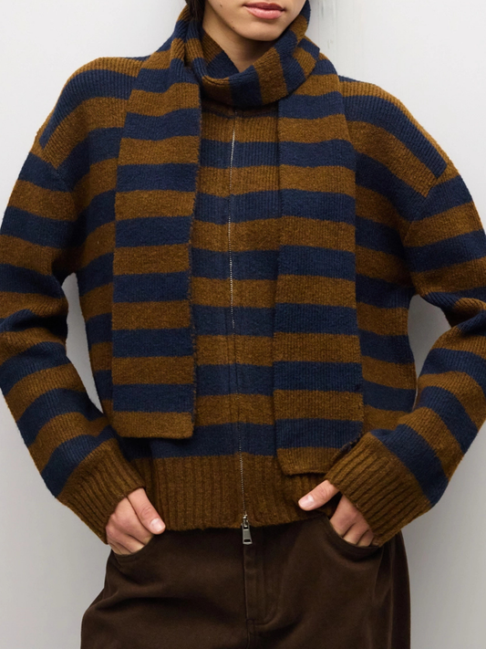Scarlett Sweater with Scarf | Brown