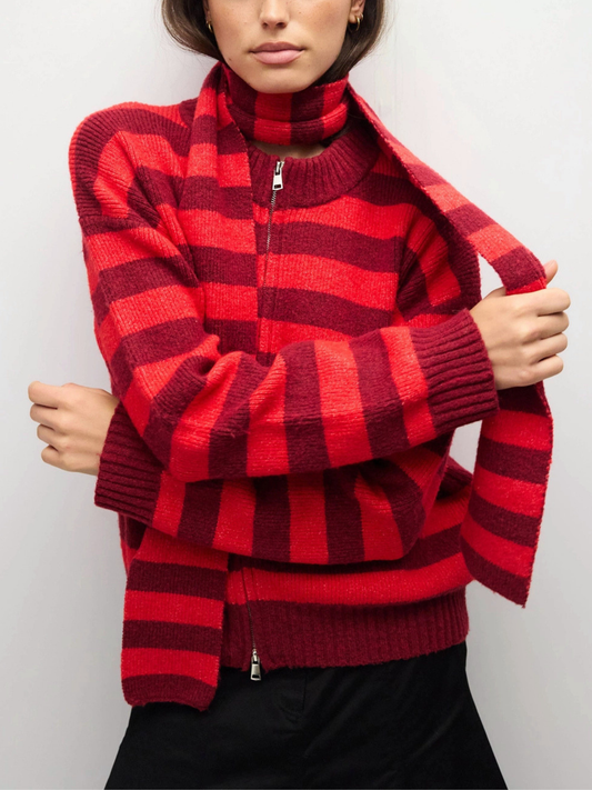Scarlett Sweater with Scarf | Red