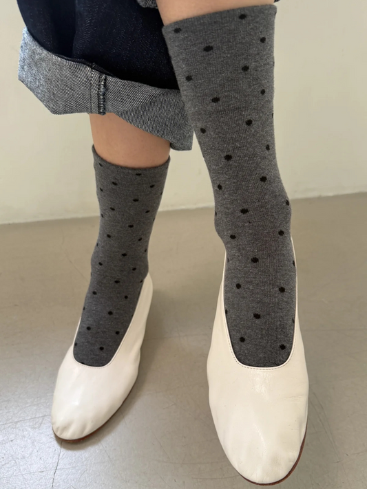 Sneaker Socks | Charcoal/Black Polka Dot