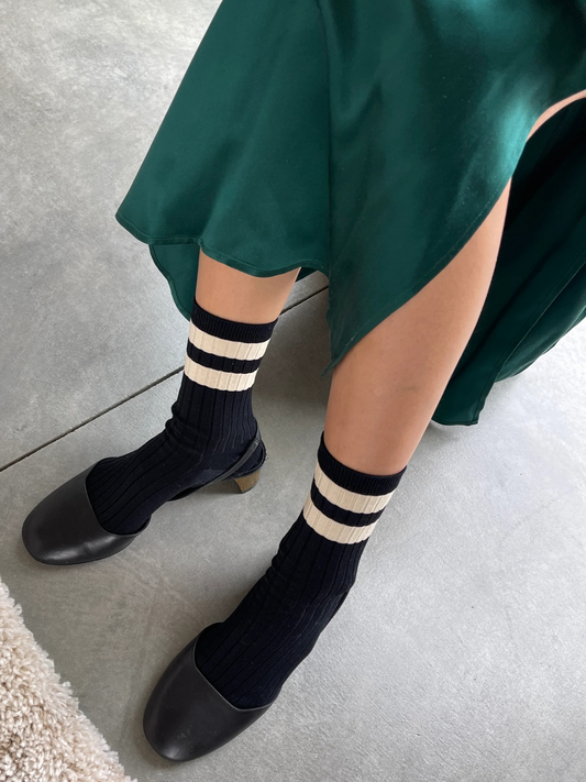 Her Socks Varsity | Black
