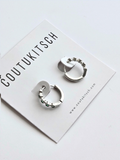 008 | silver green crystal huggie hoops