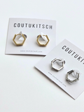 010 | hexagon crystal huggie hoops