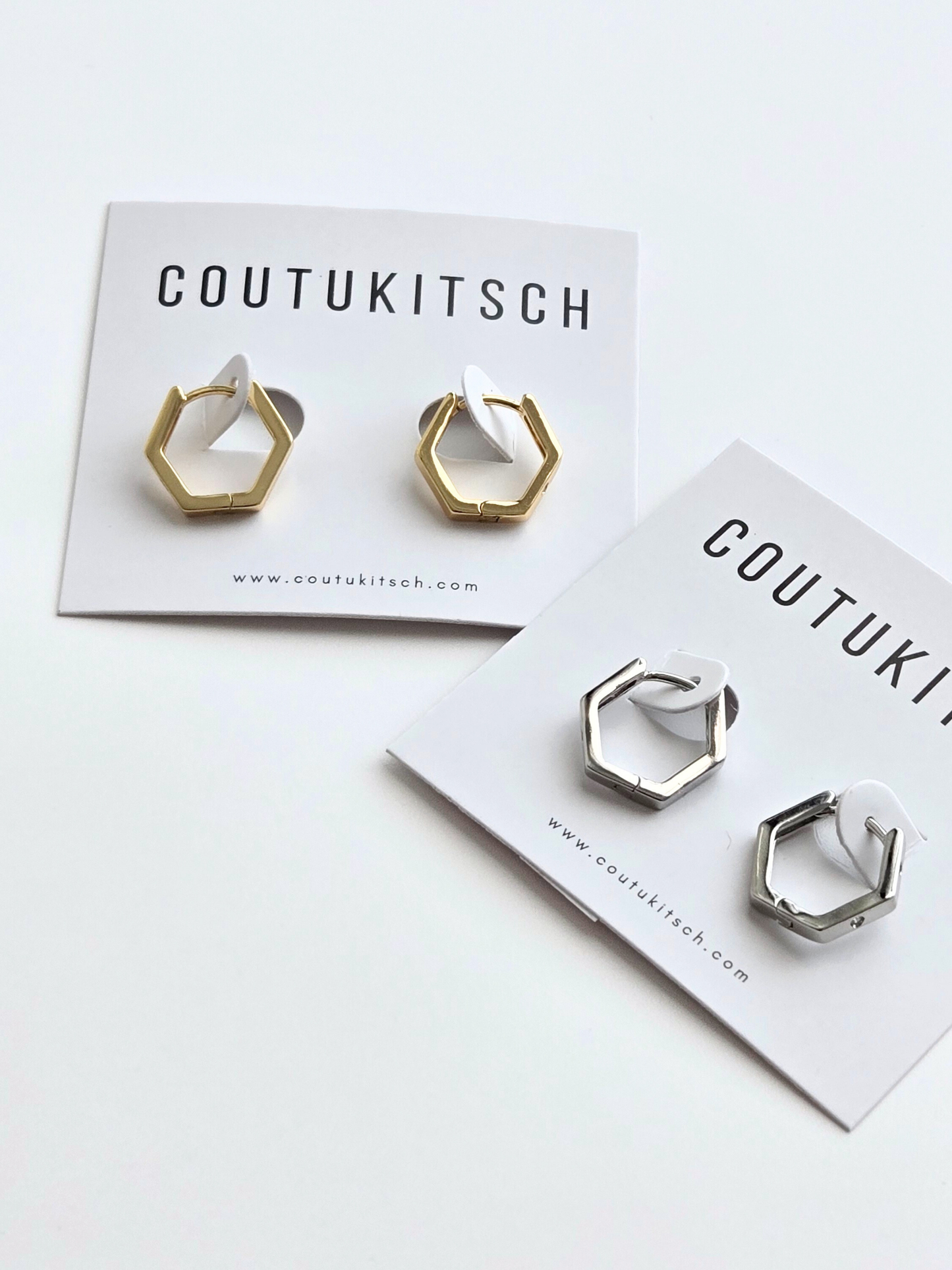 010 | hexagon crystal huggie hoops